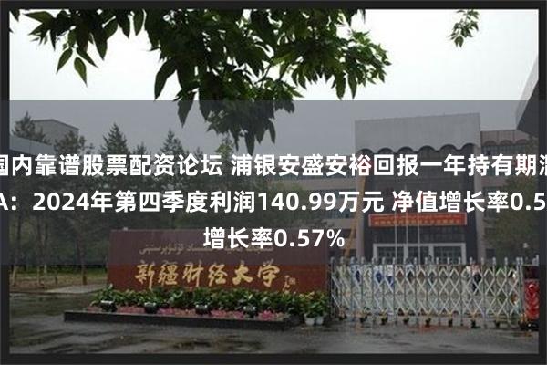 国内靠谱股票配资论坛 浦银安盛安裕回报一年持有期混合A：2024年第四季度利润140.99万元 净值增长率0.57%